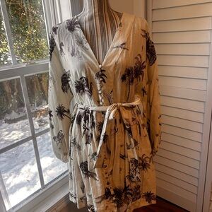 Banana Republic Cream and Black Palm Print Mini Dress